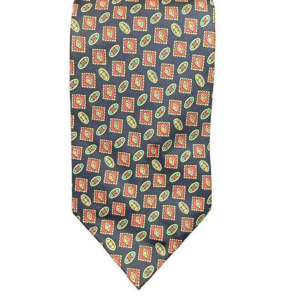 Tino Cosma Vintage 100% Silk Necktie Geometric Design Italy Vintage Retro